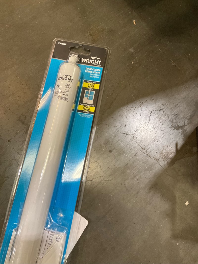 Condition photo showing As Is for wright products v920wh standard duty pneumatic closer  white