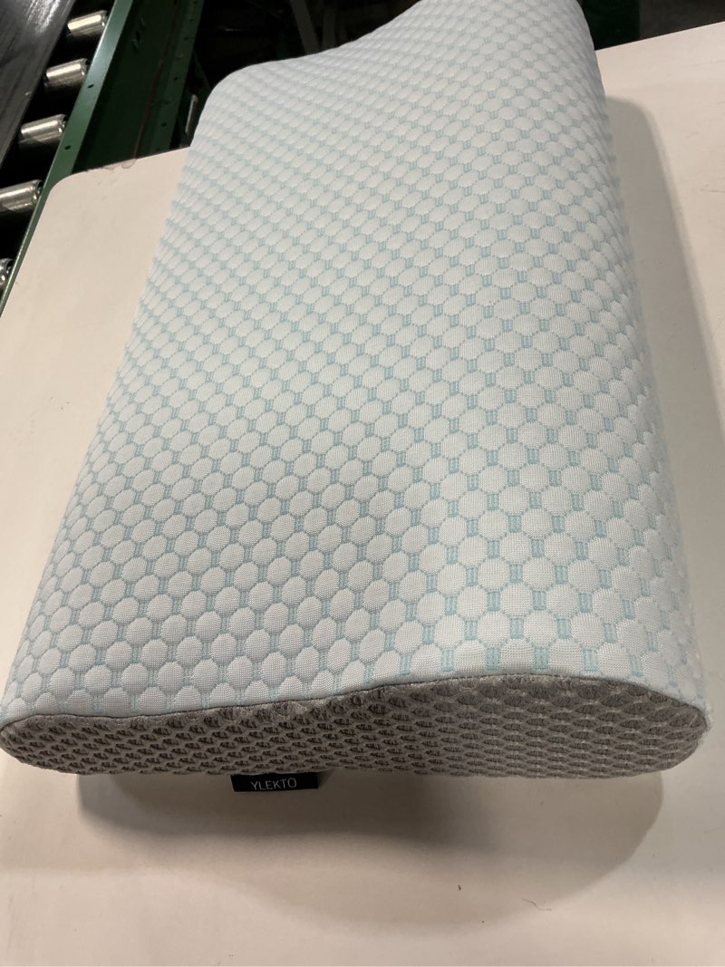 Condition photo showing Good Condition for Cervical Neck Pillow for Pain Relief, Contour Memory Foam Pillows for Sleeping, Odorless Ergonomic Pillow Adjustable Orthopedic Cooling Pillow Bed Pillow Neck Support for Side Back Stomach Sleepers Blue & Grey