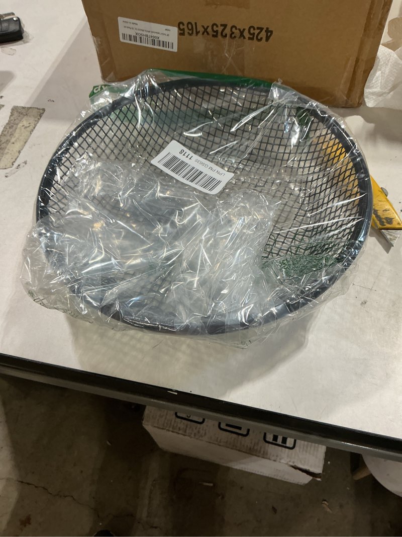 Condition photo showing New/Like New for similiar product 11.8\" w soil sifter for gardening, 2mm grid rock sifter for 5 gallon bucket, stainless steel fine dirt sifter, compost sifter for capturing dirt, sand, rocks, and filtering compost (black) 1 pack (2mm grid)
