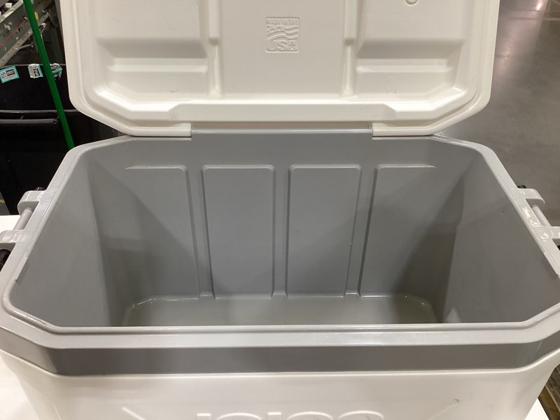Condition photo showing As Is for igloo profile ii 78 cans/50 qt hard-sided cooler - white