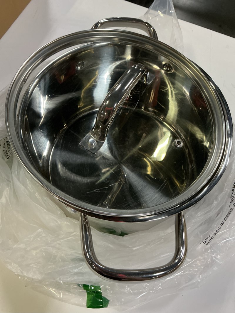 Condition photo showing Good Condition for Ohtomber 5 Quart Dutch Pot - Stainless Steel Stock Cooking Induction Pot with Lid for Pasta, Soup, Spaghetti, Nonstick Thick Base Stockpot, Kitchen Cookware for Stew, Simmer, Boiling 5 Quarts