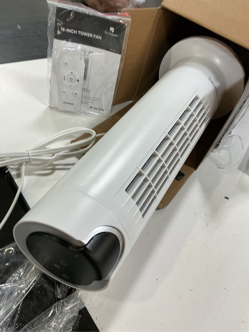 Condition photo showing Good Condition for dr.prepare tower fan for bedroom, 25 db quiet dc motor bladeless fan, detachable washable design, 8 speeds, 8h timer, 80° oscillating fans for indoors, 16 inch desk table fans with remote, white