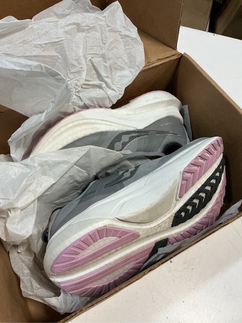 Condition photo showing As Is for saucony women's tempus sneaker 7 wide alloy/quartz