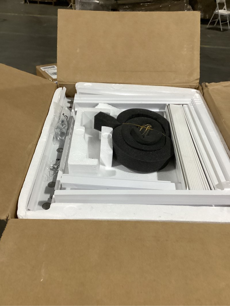 Condition photo showing New/Like New for amazon basics 5000-btu small window air conditioner, up to 150 sqf, window ac units with cool and fan functions, washable filter, adjustable window kit, intuitive mechanical controls, white white 5000 btu