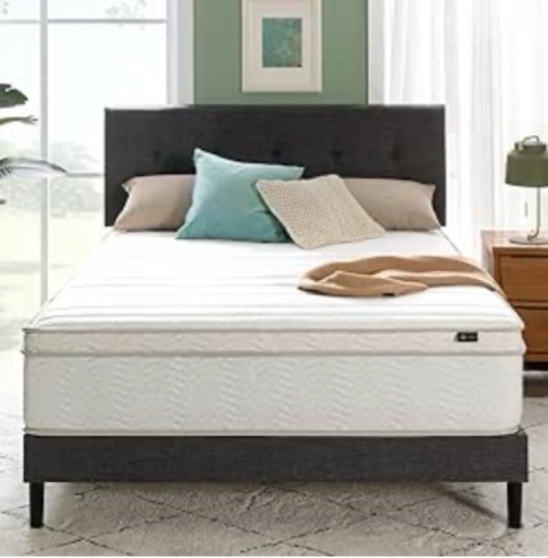 Zinus 12 Inch Foam and Spring Hybrid Mattress [New Version], Queen, Fiberglass Free, Medium Firmness
