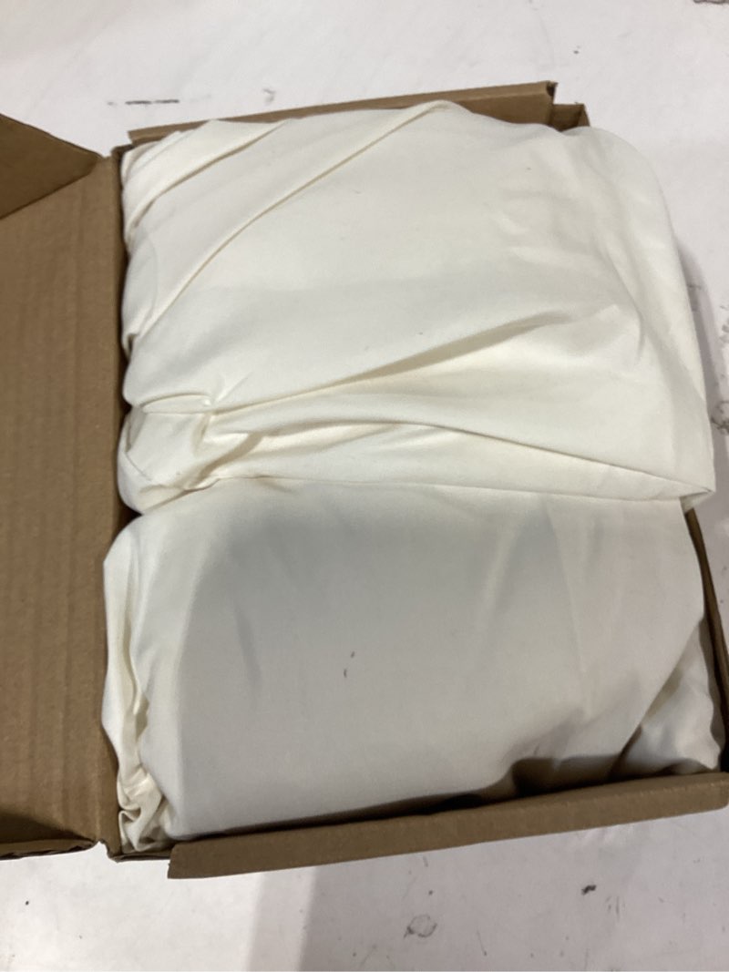 Condition photo showing Good Condition for amazon basics lightweight pleated soft machine washable bed skirt, king size, off white, 16-inch drop king off white