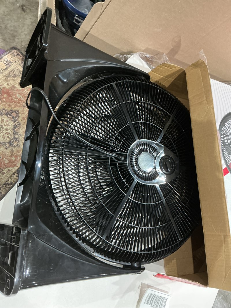 Condition photo showing As Is for utilitech 20-in 3-speed indoor black color box