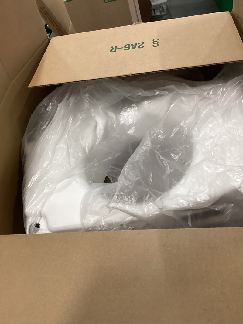 Condition photo showing As Is for Drive Medical RTL12027RA 2-in-1 Raised Toilet Seat with Removable Padded Arms, Standard Seat & 11148-1 Folding Steel Bedside Commode Chair, Portable Toilet, Supports Bariatric Individuals