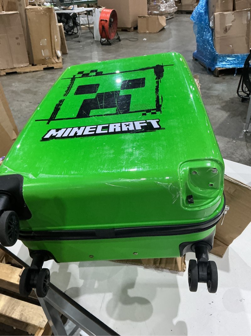 Condition photo showing As Is for minecraft suitcase for kids teens creeper hard shell luggage rolling suitcase 4 wheels travel essentials vacations trips (large green, m (h26.2 xw18, 46l)) large green m (h26.2\"xw18\", 46l)