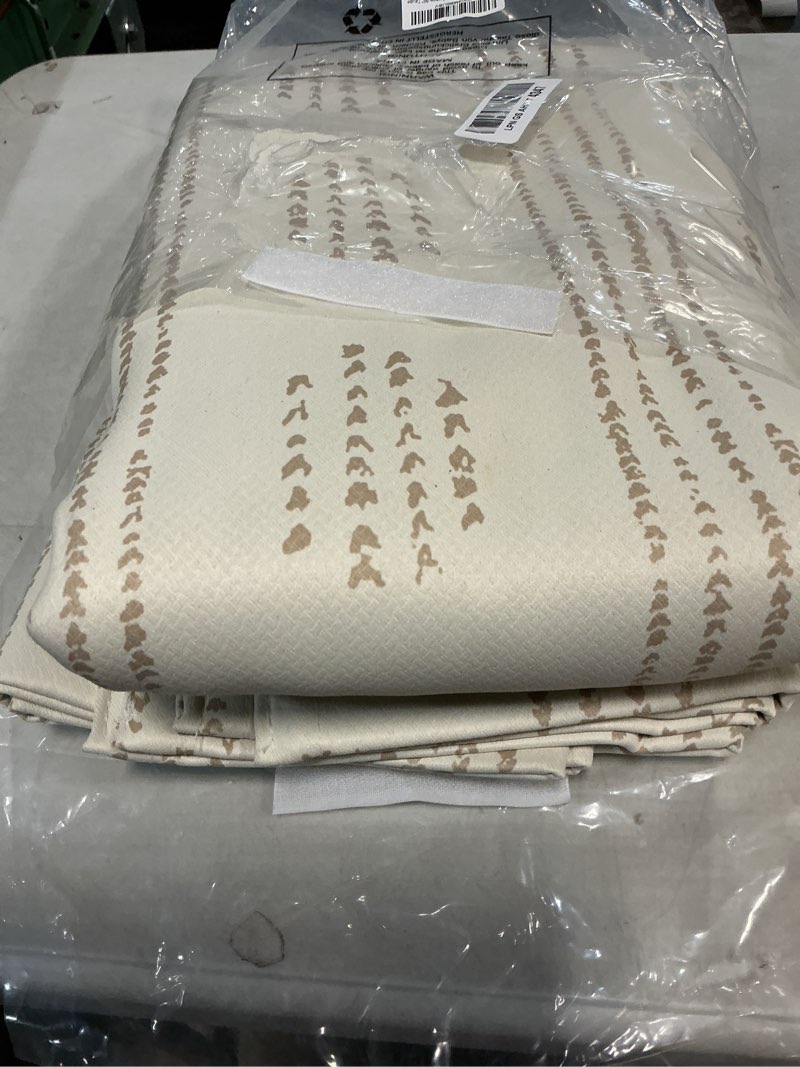 Condition photo showing Good Condition for 100% boho blackout curtains 96 inches long for bedroom, taupe on beige patterned bohemian curtains for living room, geometric striped thermal insulated window drapes gromment top 2 panels taupe 52"w x 96"l (pack of 2)