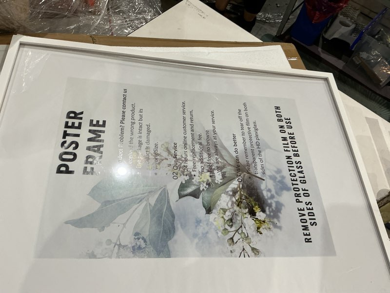 Condition photo showing New/Like New for a1 picture frame (23.4 x 33.1 inches), solid wood white wood poster frame-horizontal and vertical wall hanging for home, exhibition, caffe(white) a1(23.4 x 33.1 inches) white