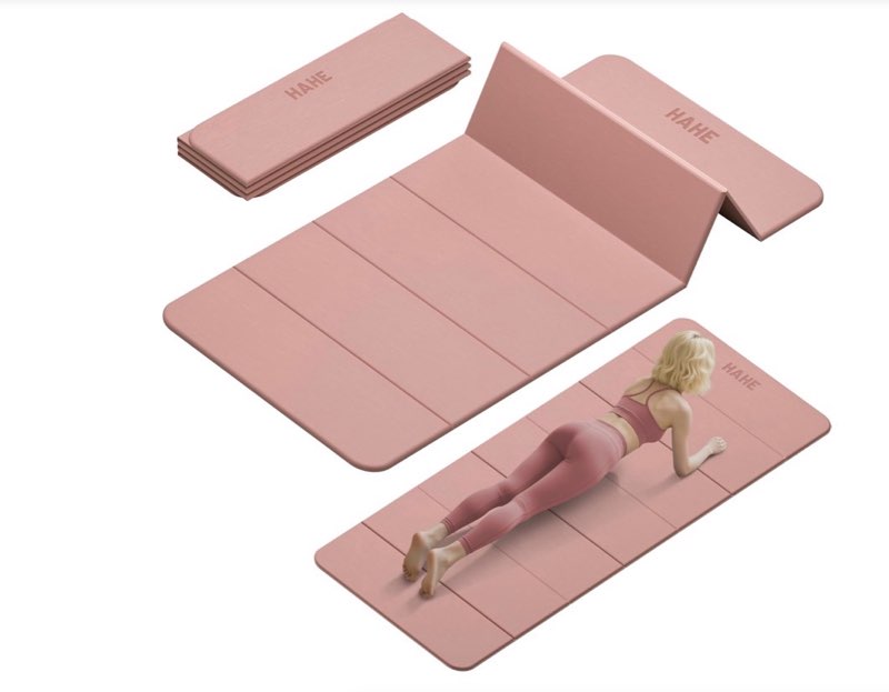 Foldable Yoga Mat, 74"Lx32"Wx1/3"Thick, Folding Exercise Mat, Non-slip Wide Pilates Mats for Home Wo