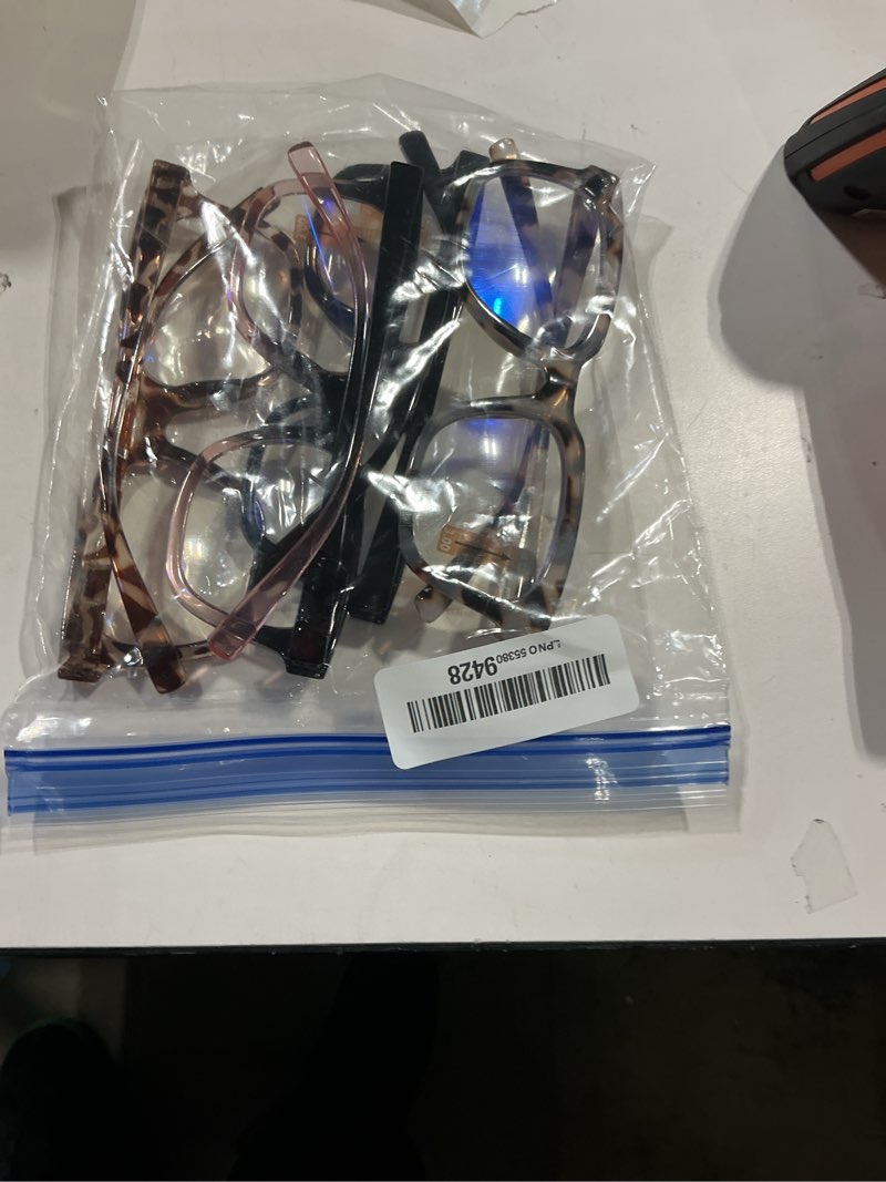 Condition photo showing Good Condition for progressive multifocus reading glasses for women men blue light blocking spring hinge square computer readers 4 pack mixed b 3 diopters
