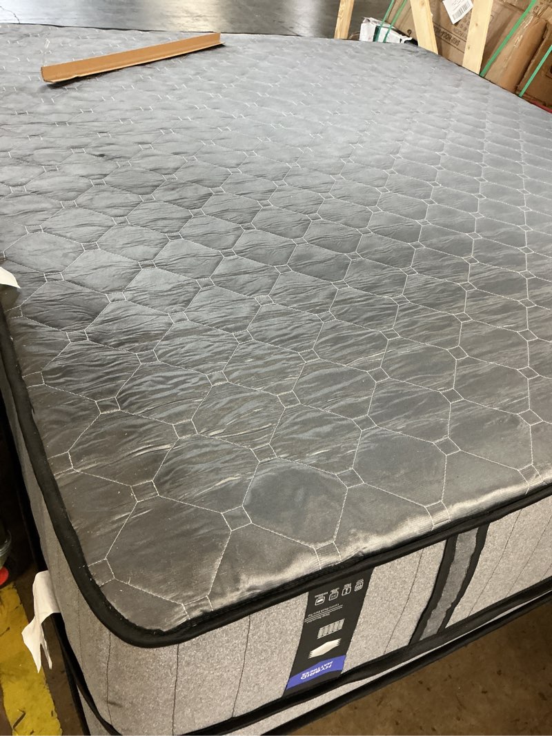 Condition photo showing As Is for hybrid matress  king 76’ x 80 125 lbs king size mattress, 14 inch hybrid king mattress in a box with gel memory foam, individually wrapped pocket spring, motion isolation, pressure relief, medium firm, certipur-us certified, 76\"*80\"*14\"