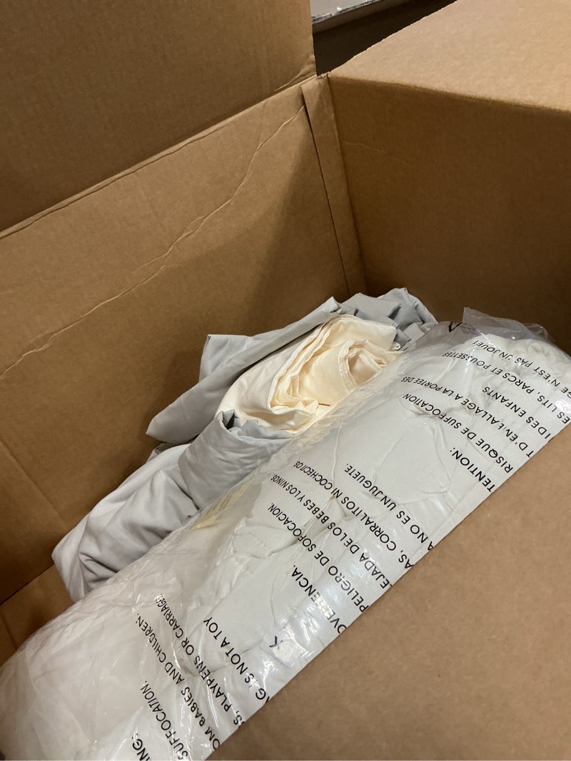 Condition photo showing Good Condition for monbix california king size comforter set - 7 pieces bed in a bag california king, white bedding sets with comforter, all seasons comforter bed set with sheets, pillowcases & shams snow white california king