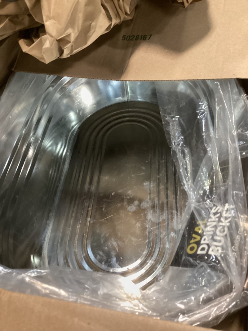 Condition photo showing Good Condition for Katai - Galvanized Steel Drinks Bucket - Oval, 5.5 Gallon Rustic Style Drinks Tub, Carry Handles - with Bottle Opener pack of 1