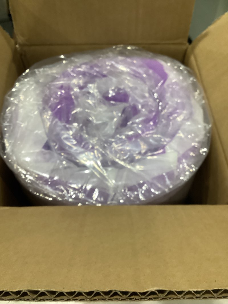 Condition photo showing New/Like New for 2 inch twin lavender scented memory foam mattress topper for pressure relieving, ventilated for cooling sleep, certipur-us certified, medium feel mattress pad in a box, 38"x75", twin size