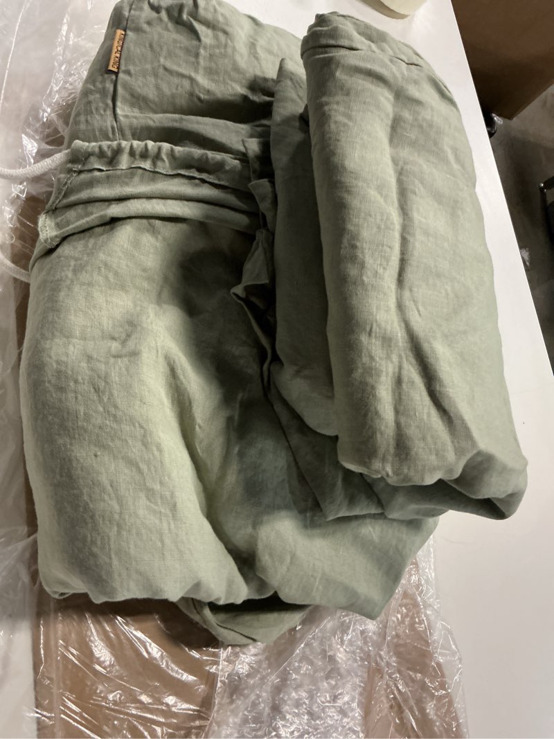 Condition photo showing Good Condition for european linen duvet cover set, king/cal king, willowleaf
