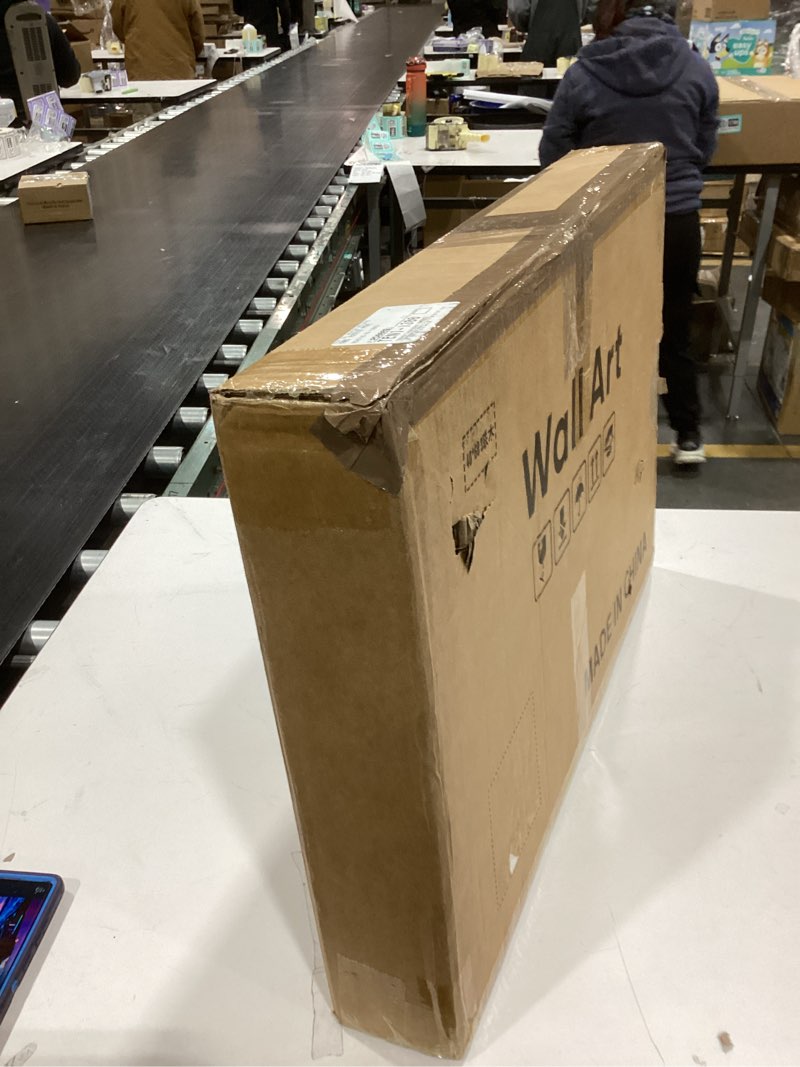 Condition photo showing Good Condition for Framed Neutral Tree Set of 3 Wall Art for Living Room, Abstract Modern Rustic Landscape Beige Canvas