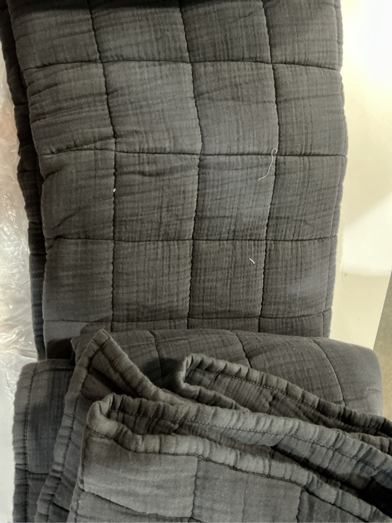 Condition photo showing As Is for organic cotton gauze box quilt set, king/cal king, charcoal