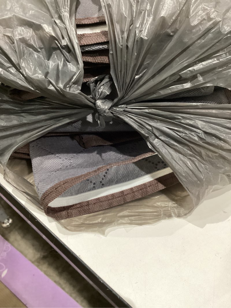 Condition photo showing As Is for lifewit 90l large storage bags, 6 pack closet organizers and storage, clothes storage bins with lids, foldable storage containers with reinforced handles for clothing, blanket, bedding, comforter gray 6 90l
