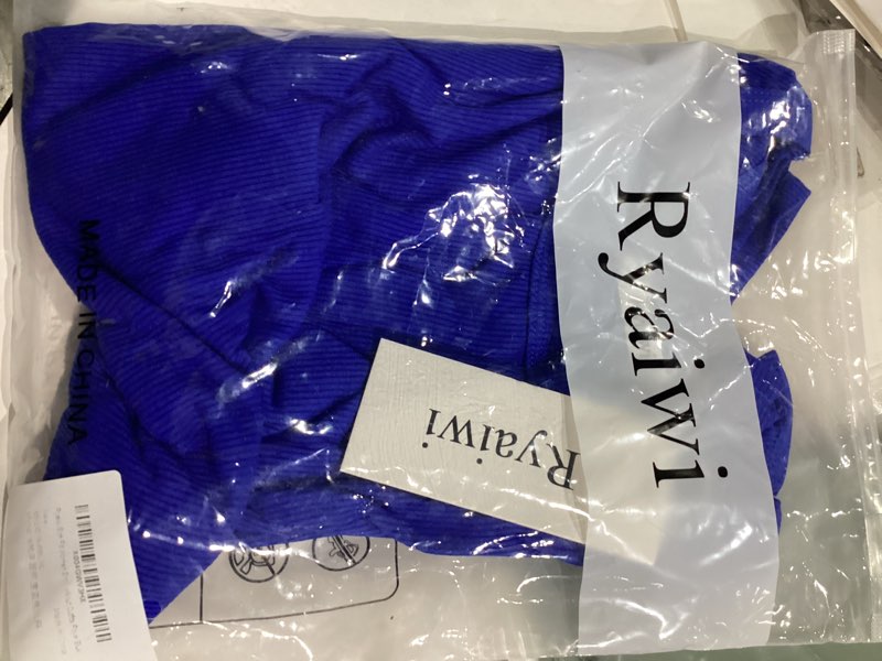 Condition photo showing Good Condition for Slim Fit Women Short Sleeve Shirt Crew Neck Fitted Tight Tee Shirt Basic Ribbed Knit Top Going Out Workout Outfits Large Royal Blue