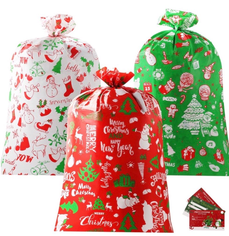 M-sorflly 4Pcs Extra Large Christmas Gift Bags for Presents, 60×72inch Jumbo Christmas Gift Bags, Xm
