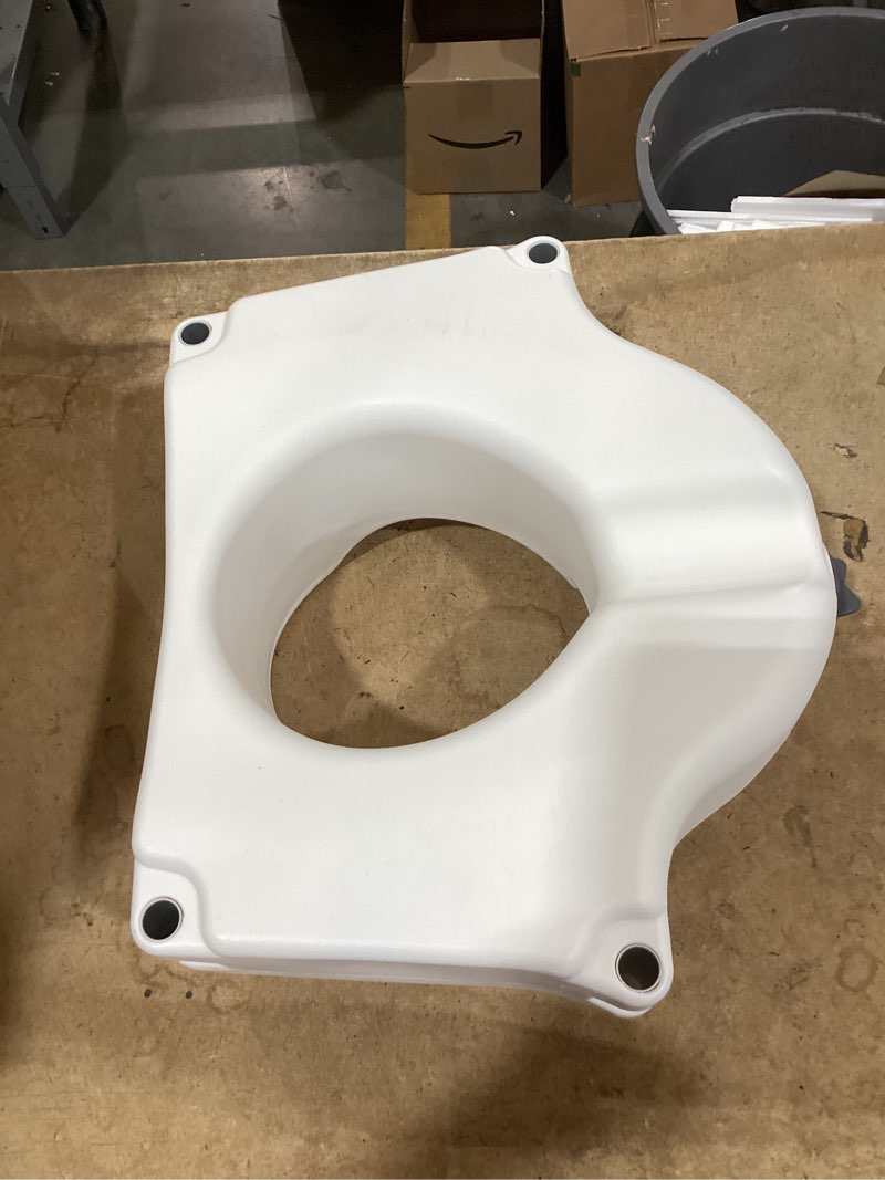 Condition photo showing New/Like New for drive medical 2-in-1 raised toilet seat with removable padded arms - elevated bathroom safety support - secure locking attachment - easy height assistance - durable plastic construction standard