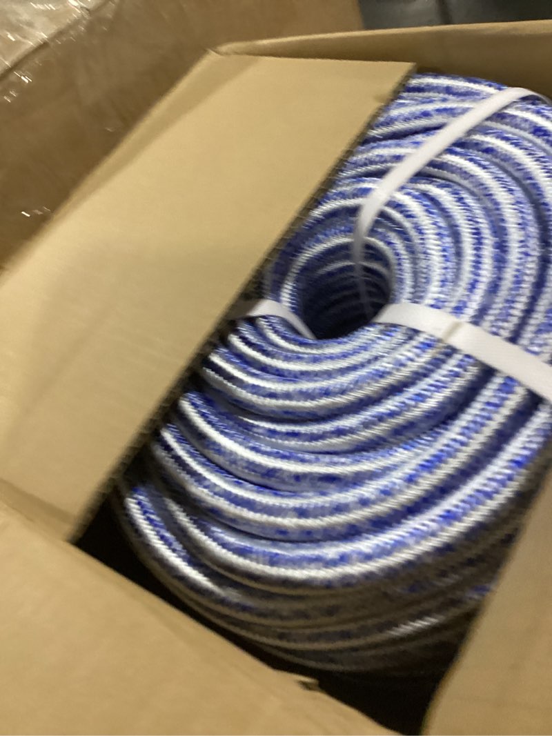 Condition photo showing As Is for arborist tree rope, 3/4inch by 200ft, 24 strand bull rope up to 20000lbs tensile strength, blue and white blue and white 3/4in 200ft