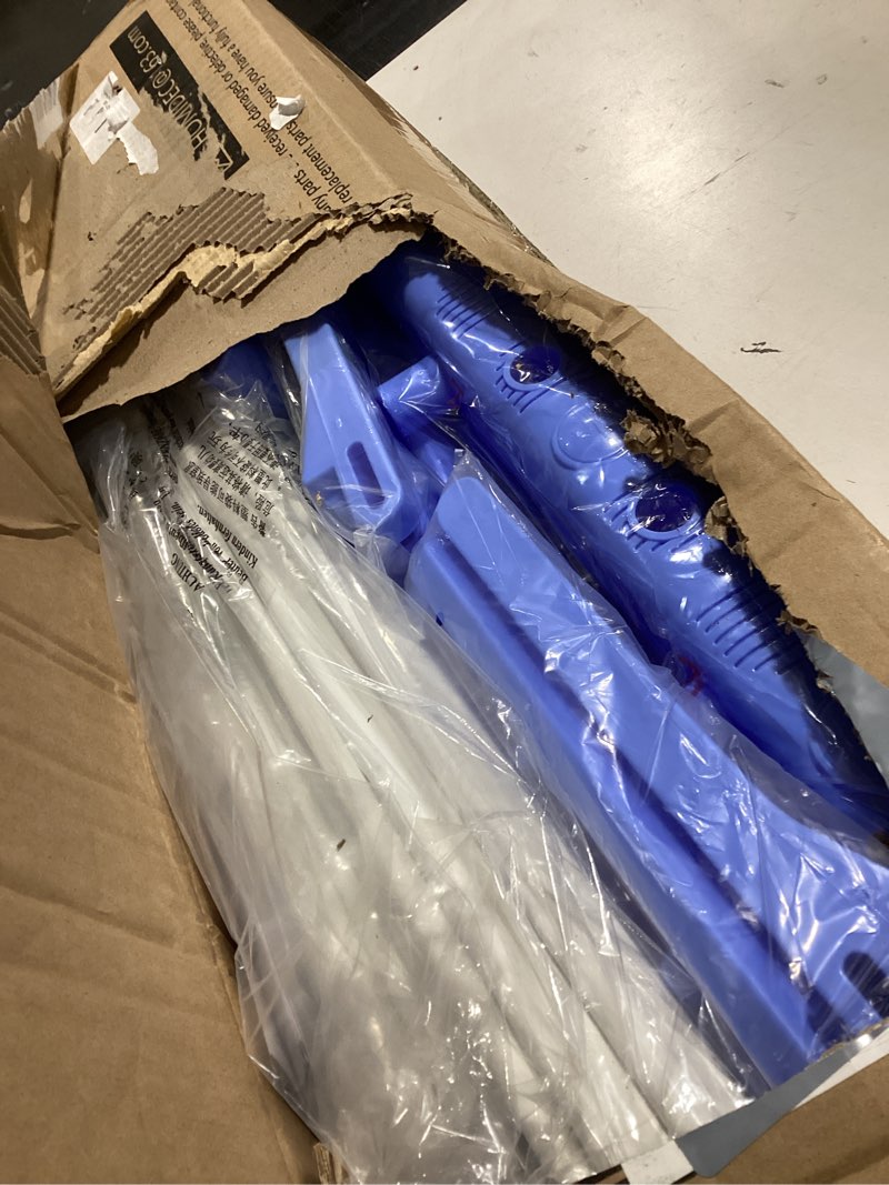 Condition photo showing As Is for HOMIDEC Clothes Drying Rack, Large 4-Tier Foldable Drying Rack Clothing (67.7H x 19.7W x 30L Inches), Movable with 4 Castors. Multifunctional Stainless Steel Laundry Drying Rack, Blue