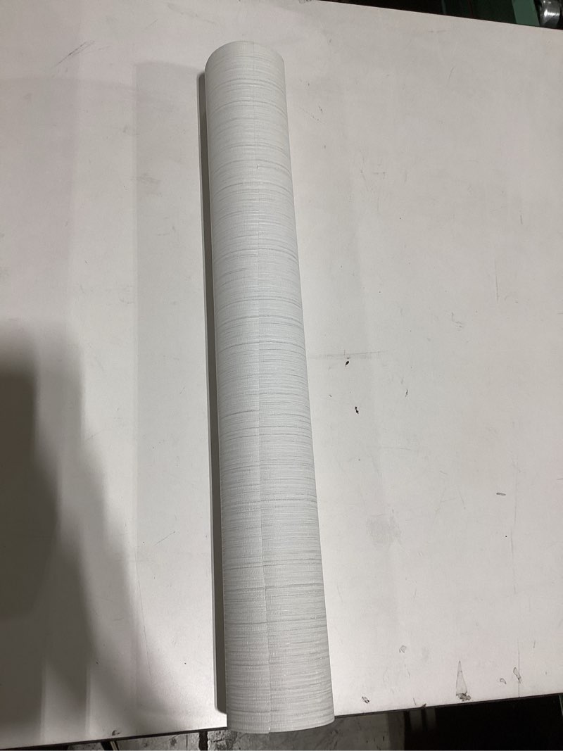 Condition photo showing Good Condition for haimin grasscloth textured wallpaper 24in x 393in fabric contact paper white wall paper linen peel and stick self-adhesive thick vinyl embossed film wallpaper (white)