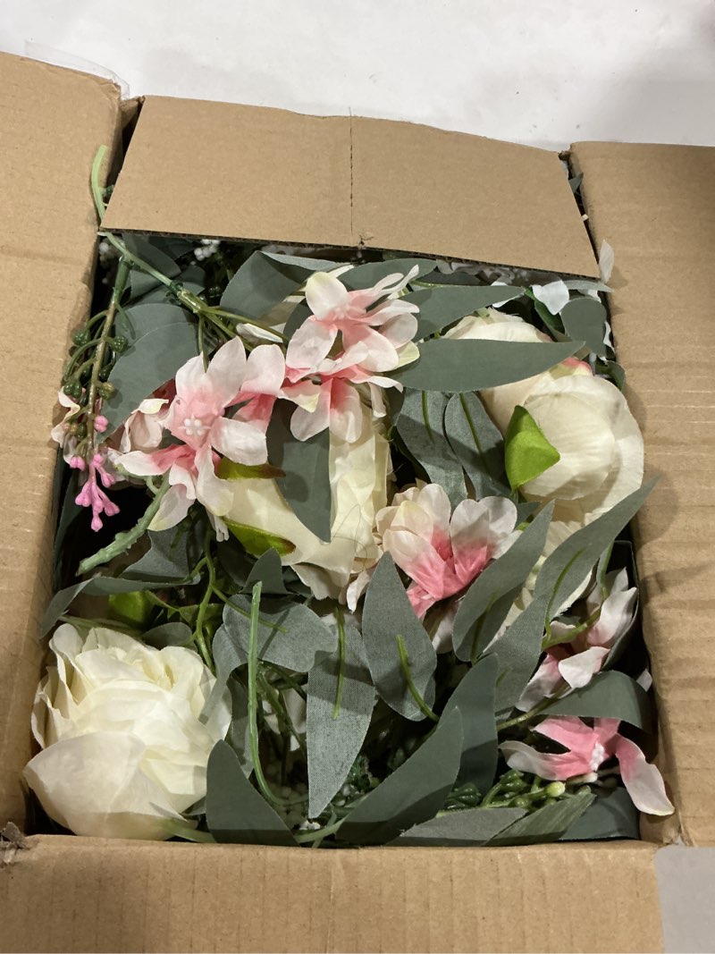 Condition photo showing Good Condition for dearhouse 2pack artificial peony flower garland - 6ft/strand silk peony flower greenery garland with fake willow leaves for wedding ceremony backdrop party table centerpieces decor (white)