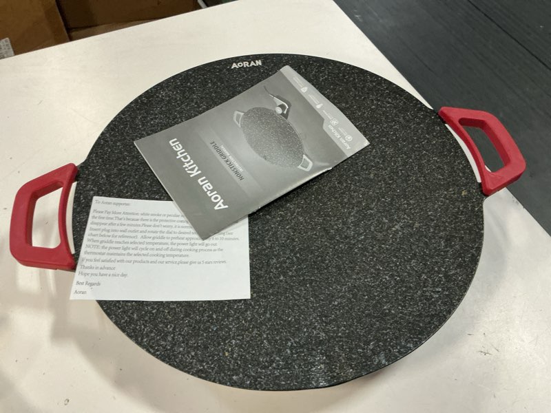 Condition photo showing As Is for aoran indoor grills electric smokeless – nonstick electric griddle for indoor use, compact & versatile cooking for steaks, pancakes, and bbq