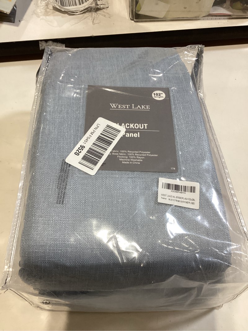 Condition photo showing New/Like New for west lake 102 inches long dusty blue bailey pinch pleat full blackout curtains with liners,linen textured drapes for modern bedroom living room,thermal insulating backtab window treatment,40"wx102"lx2 40"w x 102"l (pack of 2) dusty blue