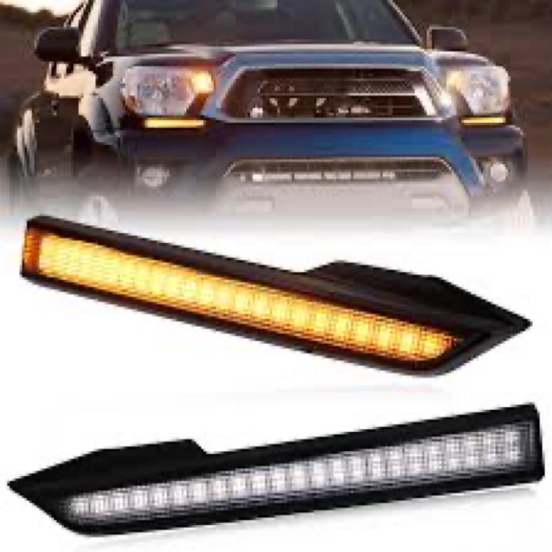 PGTOPONE Switchback White/Amber LED Front Side Marker Headlight DRL Amber Sequential Turn Signal Lig