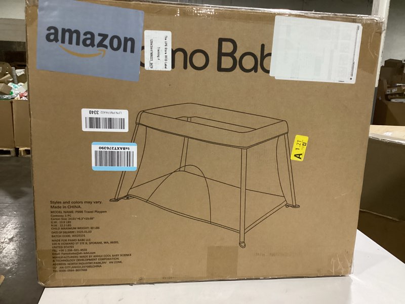 Condition photo showing As Is for Pamo Babe Travel Crib Lightweight Baby Playard with Mattress Compact Play Yard with Detachable Legs Grey