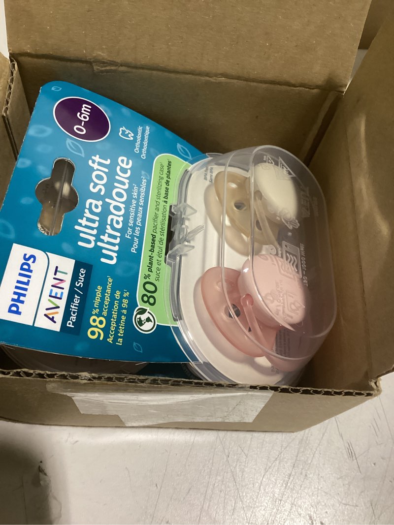 Condition photo showing Good Condition for philips avent ultra air nighttime pacifiers - orthodontic design, for babies 0-6 months, glow in the dark, soft silicone symmetrical nipple, bpa-free, 2 sterilizing cases, 4 pack, scf376/35 blue