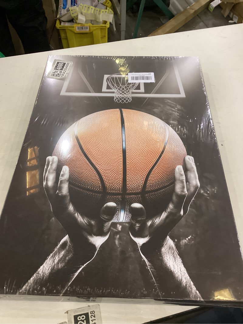 Condition photo showing New/Like New for TBKHUDBI Basketball Themed Wall Art Teen Boys Room Poster Canvas Prints Set of 3 Sports Player Men Ball Decor Painting Artwork for Gym Room Bedroom Bathroom Office 16"x24" Framed Black and White 16"x24" Canvas