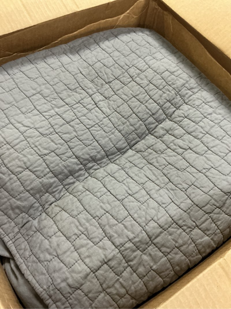 Condition photo showing As Is for palassio dark grey 100% cotton quilt king size bedding sets with 2 pillow shams, textured lightweight soft bedspread shabby chic coverlet, quilted comforter bed cover for all season, 3 pieces block-dark grey king(106"x96"?