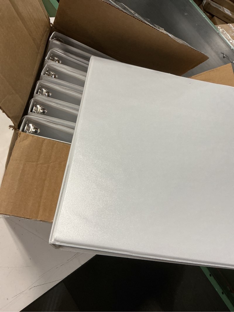 Condition photo showing Good Condition for cardinal economy 3-ring binders, 1", round rings, holds 225 sheets, clearvue presentation view, non-stick, white, carton of 12 (90621) white 1 inch binders