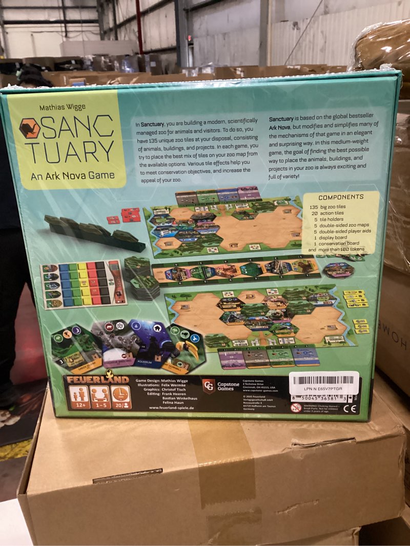 Condition photo showing New/Like New for capstone games sanctuary animal-themed strategy board game for 1-5 players