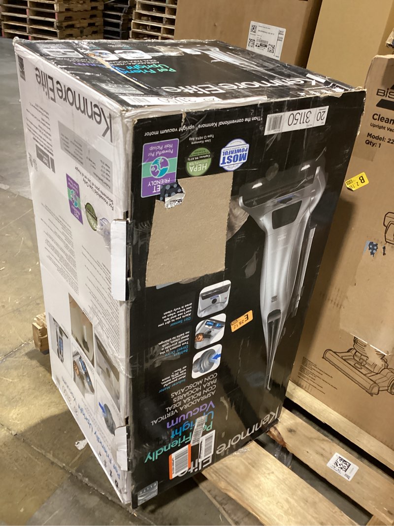 Condition photo showing As Is for kenmore elite 31150 beltless pet friendly bagged upright vacuum  22.62lbs - silver