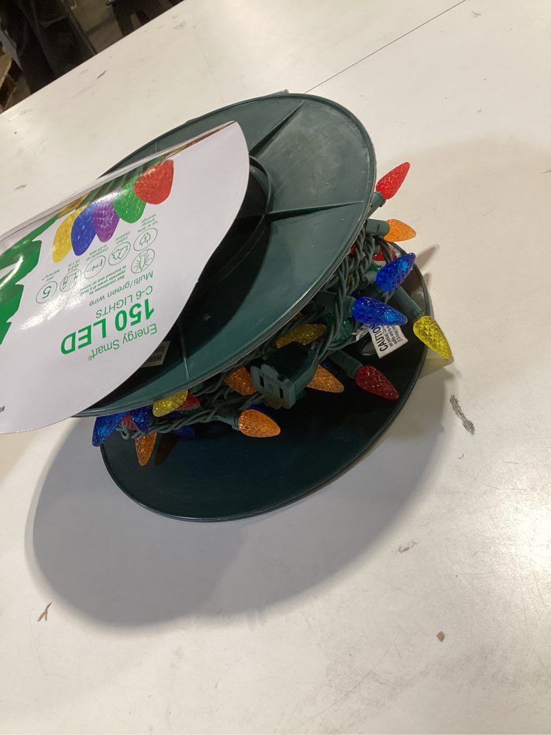 Condition photo showing Good Condition for 150 LED C-5 Lights Stay Bright Traditional Multicolor Lights Green Wire on Reel