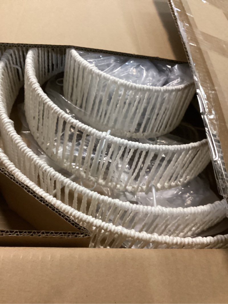 Condition photo showing Good Condition for 6-Lights 20" Hand-Woven Rattan Pendant Light Coastal 4 Round Transitional Minimalist Boho Large Pendant Light, for Kitchen Island Dining Room Living Room Hallway, White, UL Listed