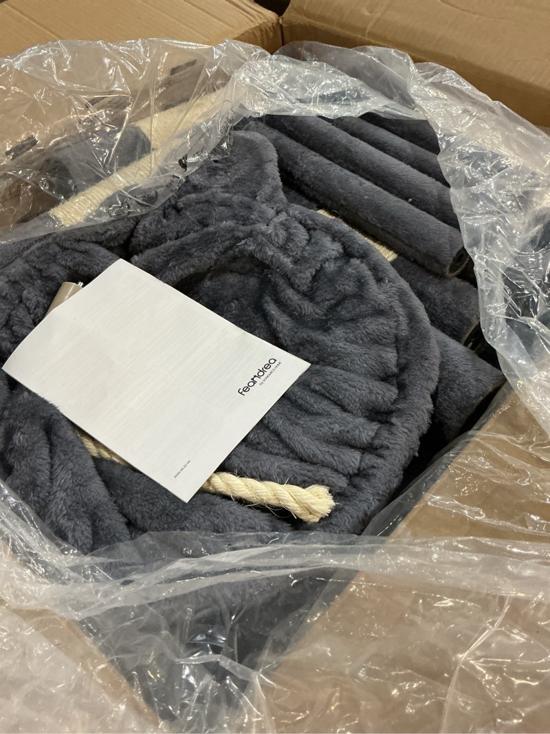 Condition photo showing Good Condition for feandrea cat tree, 81.1-inch large cat tower, multi-level plush condo with 13 scratching posts, 2 perches, 2 caves, basket, hammock, pompoms, smoky gray upct190g01 xxl (23.6"l x 19.7"w x 81.1"h) smoky gray