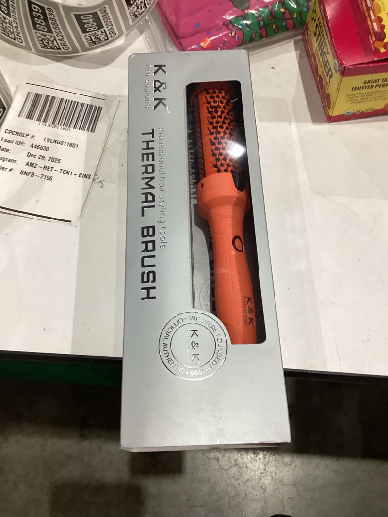 Condition photo showing Good Condition for K&K Thermal Brush, 1 1/2 inch Heated Round Brush with Detachable Head, Velvet Pouch and Dual Voltage for Travel, Easy to Create Blowout Look, Cosmic Orange