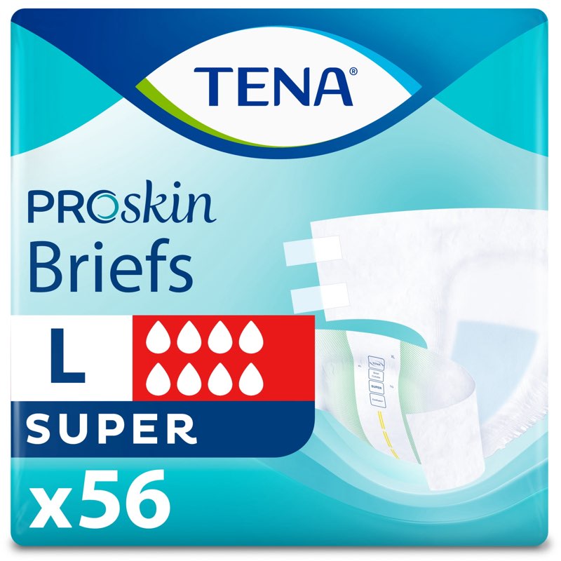 Tena Incontinence Adult Diapers, Maximum Absorbency, Disposable Briefs, ProSkin - Large - 56 ct