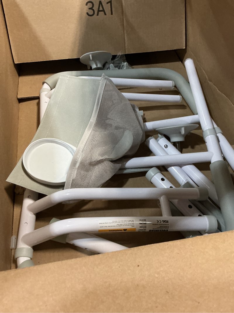 Condition photo showing As Is for toilet safety rails (300 lb) – adjustable, foldable toilet handle frame for elderly & disabled adults, supports all toilet types with storage bag white