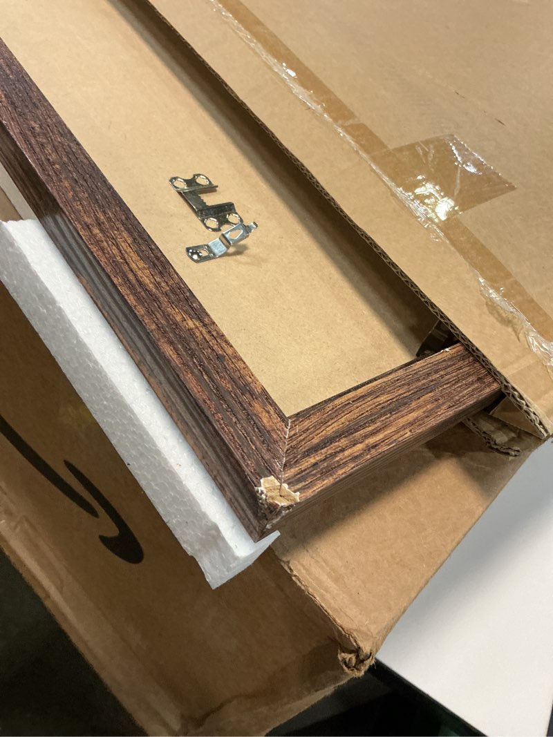 Condition photo showing As Is for 20x26 Picture Frame, Classic Brown 20 x 26 Poster Frame for Horizontal or Vertical Wall Mounting, 1 Pack Brown 20x26
