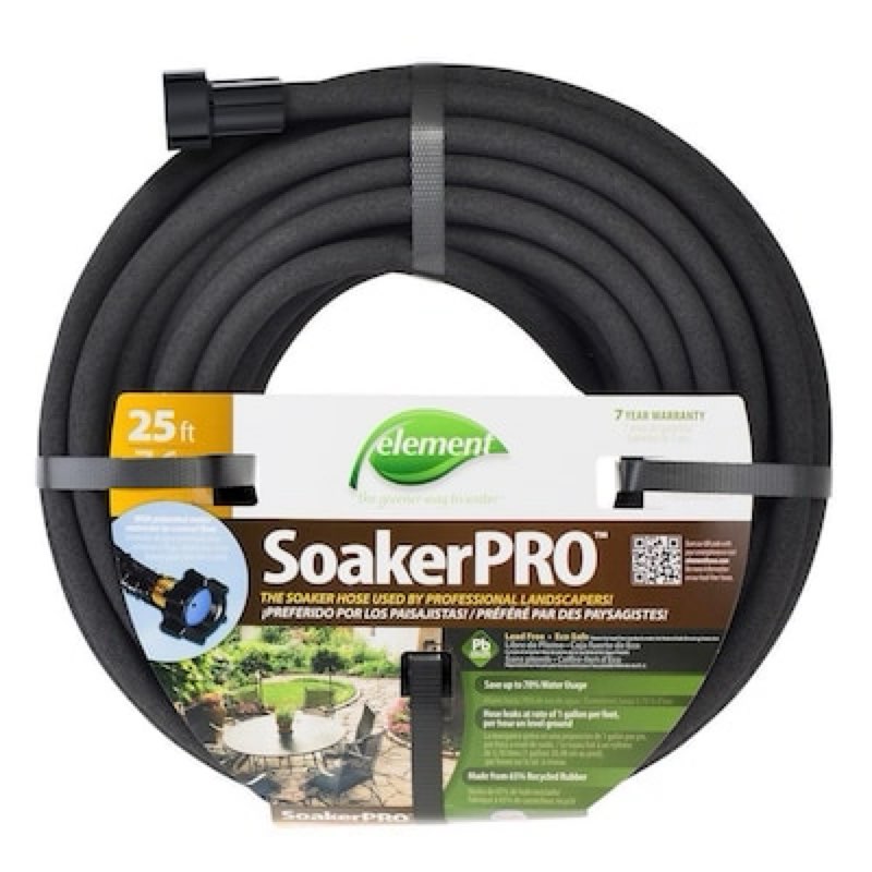 element 3/8-in x 25-ft kink free rubber black soaker hose